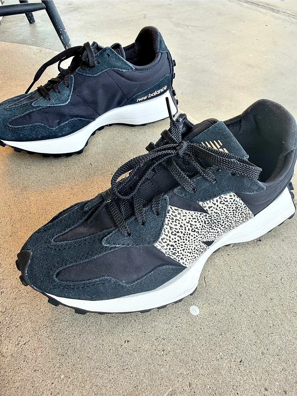 New Balance 327 Black with Sea Salt Animal Print Women's Black & White Sneakers